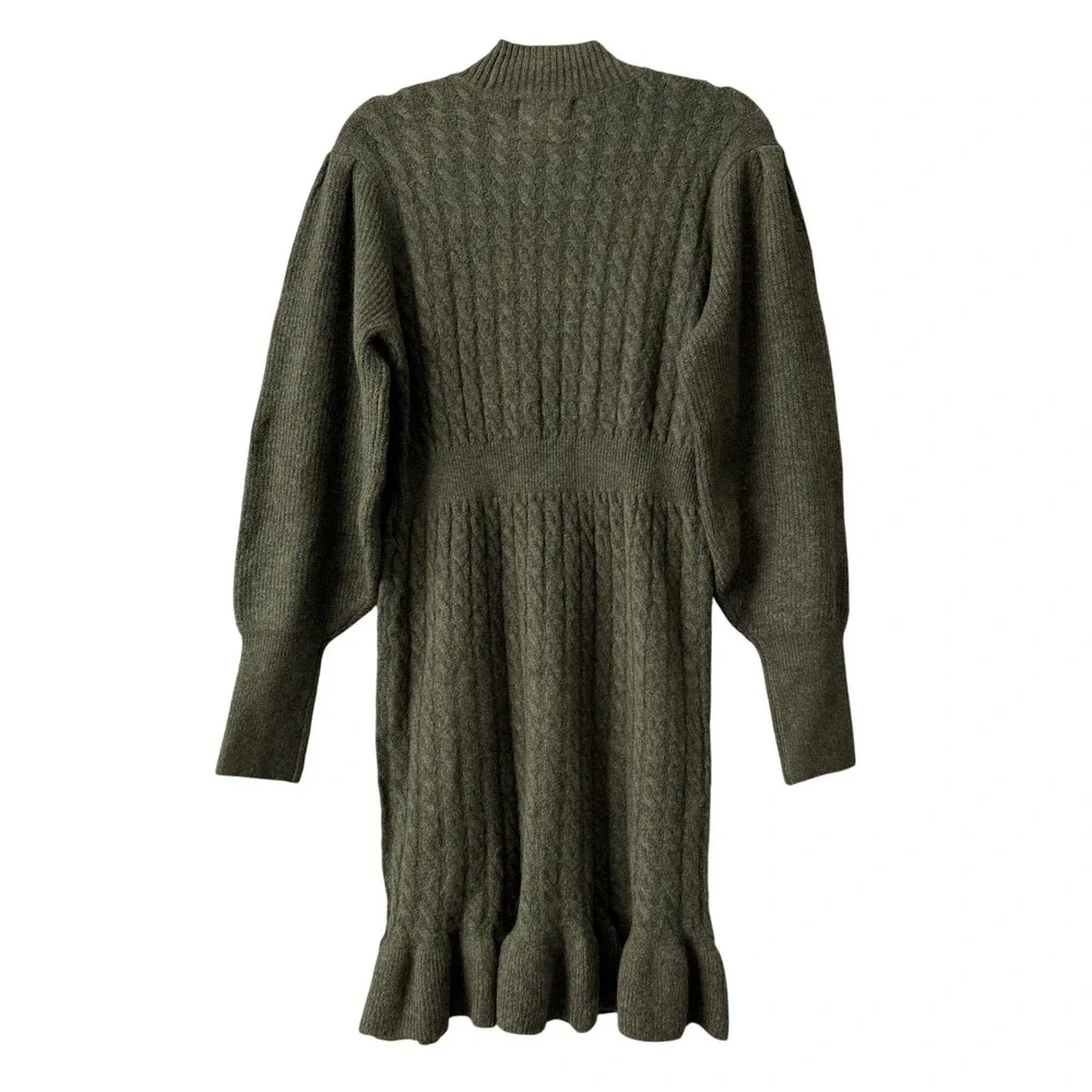 AWARE by Vero Moda Olive‎ Cable Knit Sweater Dress – Size L (NWT)